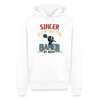 drôle chanteur gamer dicton - Sweat à capuche Premium bio Homme - blanc - Devant - Nico (187cm)