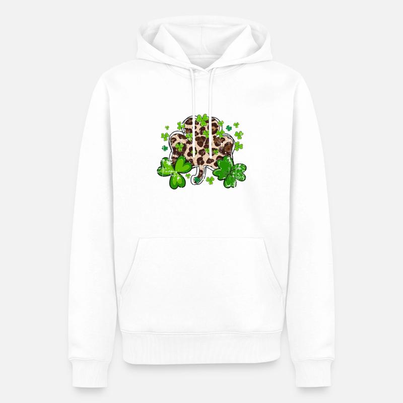 St. Patrick's Day, Kleeblatt, Klee Distressed - Männer Premium Bio Hoodie - Weiß
