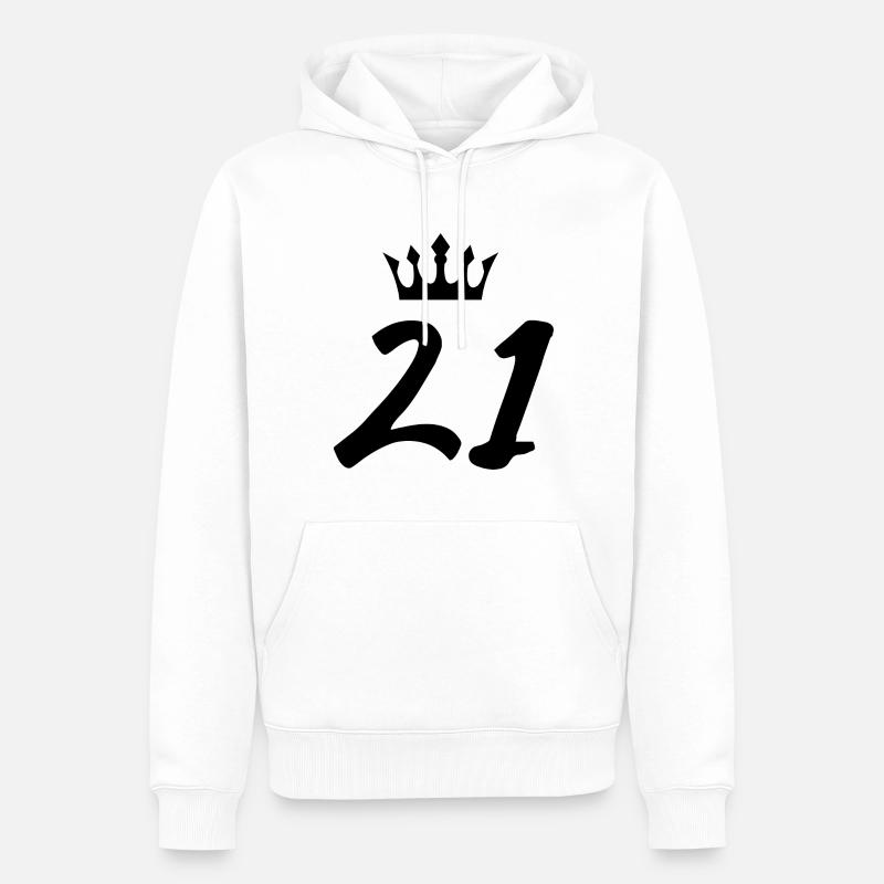 21 Couronne numérique - Sweat à capuche Premium bio Homme - blanc