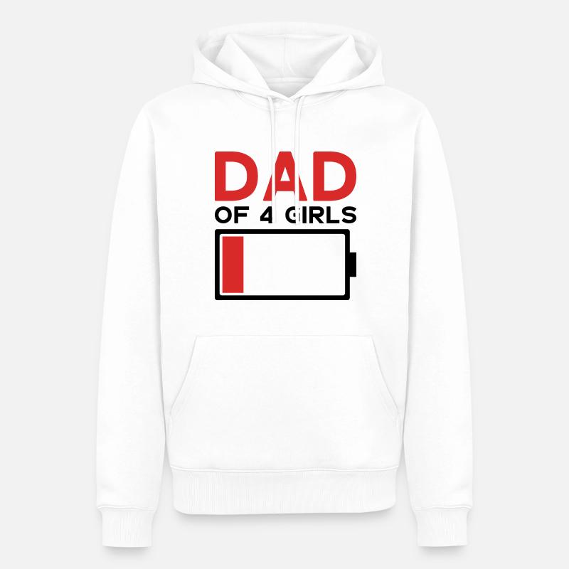 PAPA DE 4 FILLES - Sweat à capuche Premium bio Homme - blanc