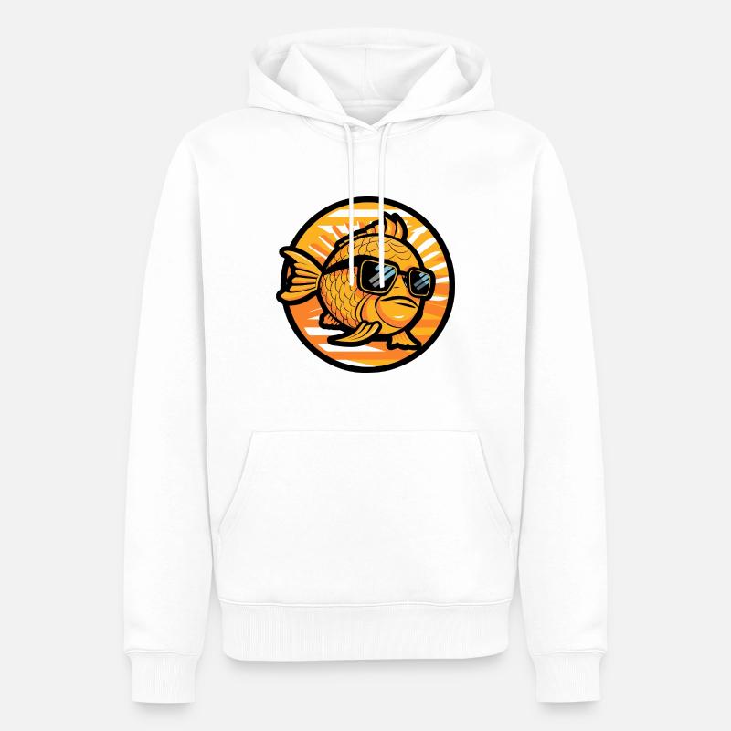 Poisson rouge Bande dessinée Cool - Sweat à capuche Premium bio Homme - blanc