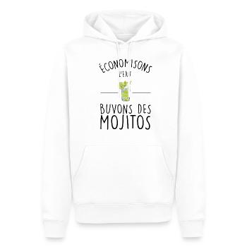 economisons l eau buvons mojito - Sweat à capuche Premium bio Homme - blanc - Devant - Nico (187cm)