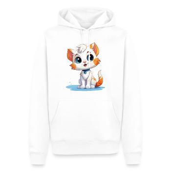 Chat mignon mignon rit chaton heureux chat - Sweat à capuche Premium bio Homme - blanc - Devant - Nico (187cm)