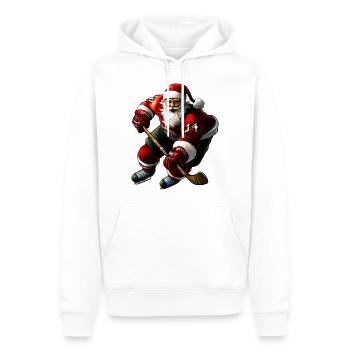Joueur de hockey sur glace Noël - Sweat à capuche Premium bio Homme - blanc - Devant - Nico (187cm)