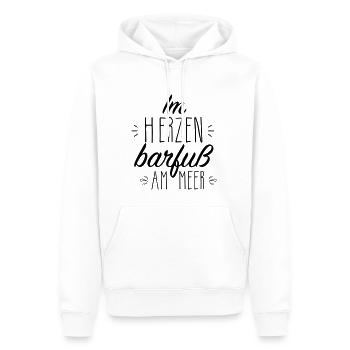 Im Herzen barfuß am Meer schwarz - Männer Premium Bio Hoodie - Weiß - Vorne - Nico (187cm)
