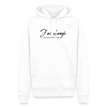 J'ai changé. non je rigole, nique ta mère - Sweat à capuche Premium bio Homme - blanc - Devant - Nico (187cm)