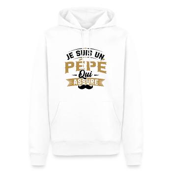 Je suis un pépé qui assure / Humour cadeau pépé - Sweat à capuche Premium bio Homme - blanc - Devant - Nico (187cm)