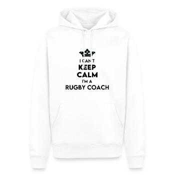 Beruf – Ich kann nicht ruhig bleiben Ich bin Rugby-Trainer - Männer Premium Bio Hoodie - Weiß - Vorne - Nico (187cm)
