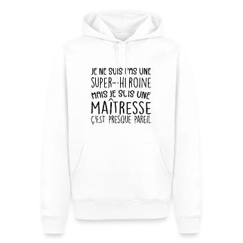 maîtresse humour maitresse d'école cadeau - Sweat à capuche Premium bio Homme - blanc - Devant - Nico (187cm)