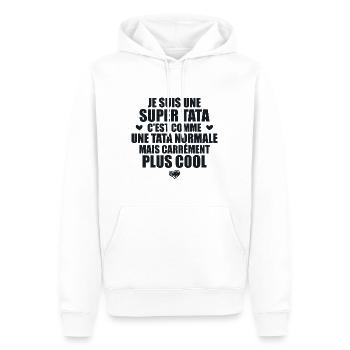 Je Suis Une Super Tata - Humour Tata - Sweat à capuche Premium bio Homme - blanc - Devant - Nico (187cm)