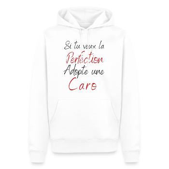 Si tu veux la perfection adopte une CARO. - Sweat à capuche Premium bio Homme - blanc - Devant - Nico (187cm)