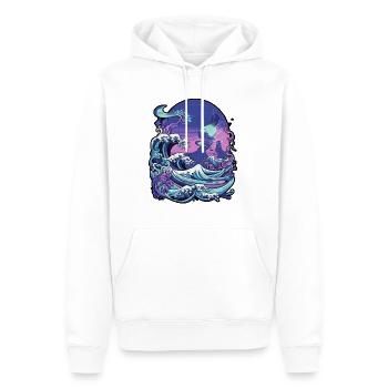 Tsunami-Welle japanische Kunst, niedrige Farbpalette - Männer Premium Bio Hoodie - Weiß - Vorne - Nico (187cm)