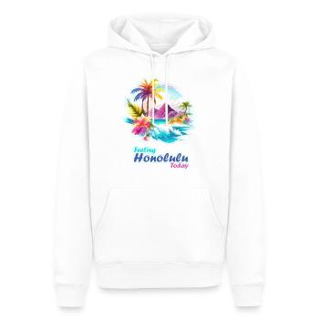 Sommertraum am Meer, strahlende Farben, Honolulu - Männer Premium Bio Hoodie - Weiß - Vorne - Nico (187cm)