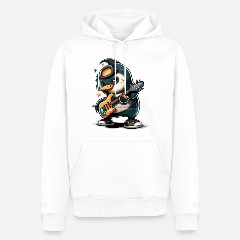 Rocker-Pinguin - Männer Premium Bio Hoodie - Weiß