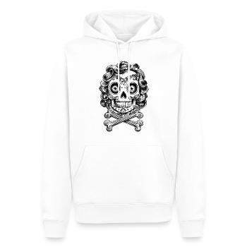 Uniquement féminin : T-shirt avec tête de mort des années 80 - Sweat à capuche Premium bio Homme - blanc - Devant - Nico (187cm)