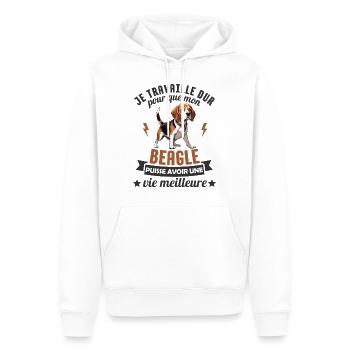 humour école canine beagle - Sweat à capuche Premium bio Homme - blanc - Devant - Nico (187cm)