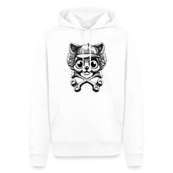 Abenteuer-Katzen-Style: Piraten-Shirt mit Knochen. - Männer Premium Bio Hoodie - Weiß - Vorne - Nico (187cm)