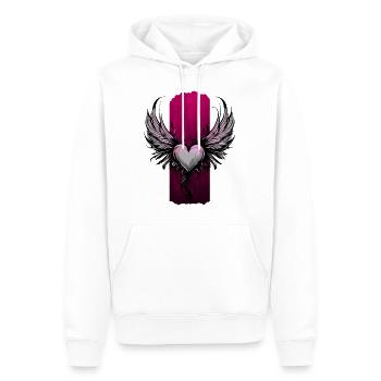 Himmlische Umarmung: Geflügeltes Valentinsherz - Männer Premium Bio Hoodie - Weiß - Vorne - Nico (187cm)