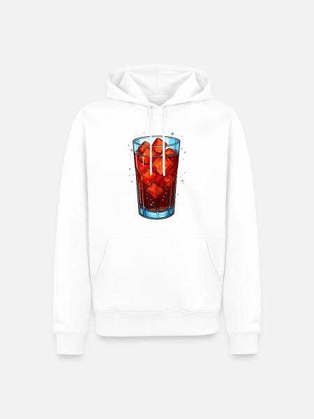 Glas Cola mit Eiswürfeln - Männer Premium Bio Hoodie - Weiß
