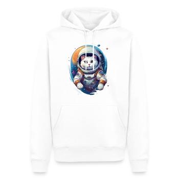 Katze als Astronaut - Männer Premium Bio Hoodie - Weiß - Vorne - Nico (187cm)