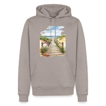 Dunes en bord de mer - Sweat à capuche Premium bio Homme - taupe - Devant - Nico (187cm)