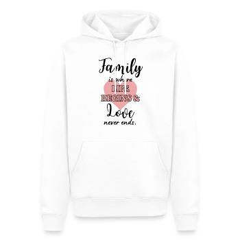 L’amour de la famille dit le design familial - Sweat à capuche Premium bio Homme - blanc - Devant - Nico (187cm)