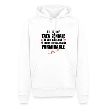 Une Tata Géniale Tu Seras Une Marraine Formidable - Sweat à capuche Premium bio Homme - blanc - Devant - Nico (187cm)