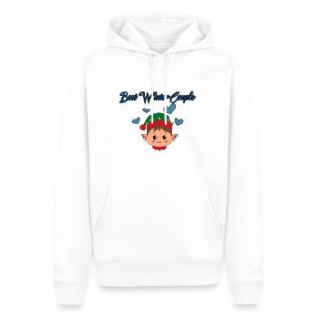 Couple d’hiver - Sweat à capuche Premium bio Homme - blanc - Devant - Nico (187cm)