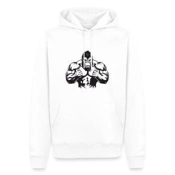 Gymnase d’entraînement Gorilla Muscles - Sweat à capuche Premium bio Homme - blanc - Devant - Nico (187cm)