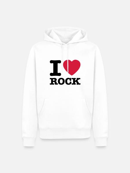 i love rock / I heart rock - Herre Premium økologisk hoodie - hvid