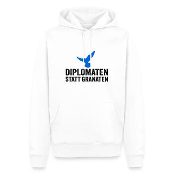 Diplomaten statt Granaten - Männer Premium Bio Hoodie - Weiß - Vorne - Nico (187cm)
