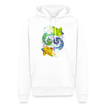 Farbenfrohes Yin-Yang-Chamäleon – Harmonie - Männer Premium Bio Hoodie - Weiß - Vorne - Nico (187cm)