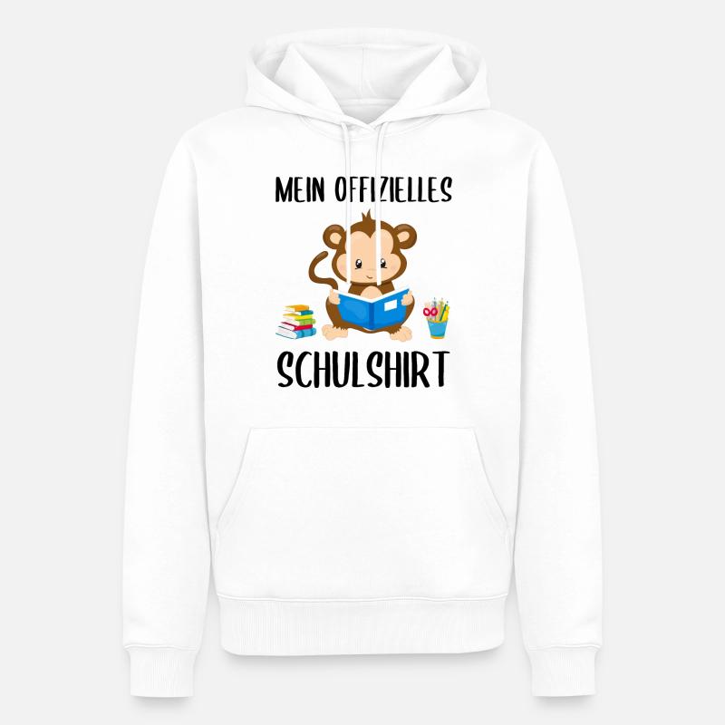 Affe Schulshirt Schulbeginn Schule Geschenk - Männer Premium Bio Hoodie - Weiß