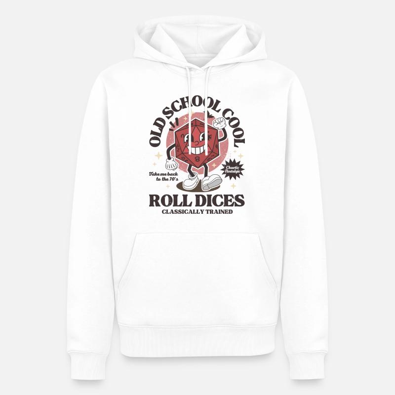 Donjons - Dragons old school roll dices rétro D20 - Sweat à capuche Premium bio Homme - blanc