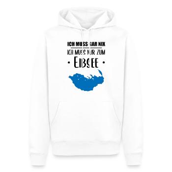 "Ich muss nur zum Eibsee" - Berge und See Design - Männer Premium Bio Hoodie - Weiß - Vorne - Nico (187cm)