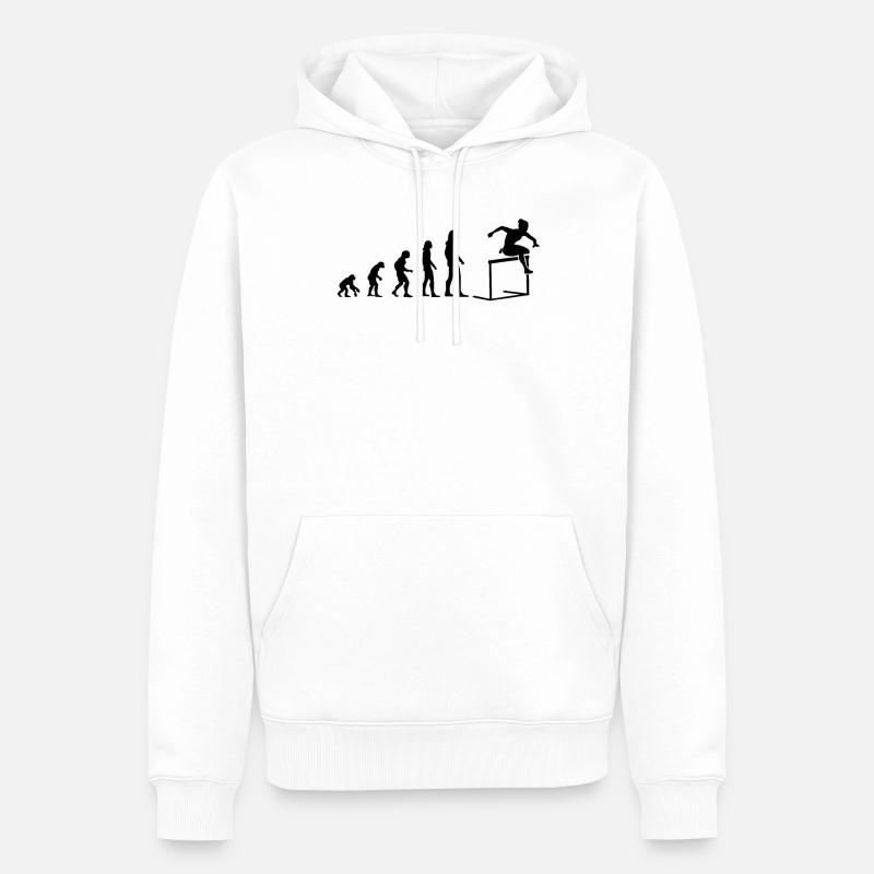 Évolution vers coureur de steeple-chase - Sweat à capuche Premium bio Homme - blanc