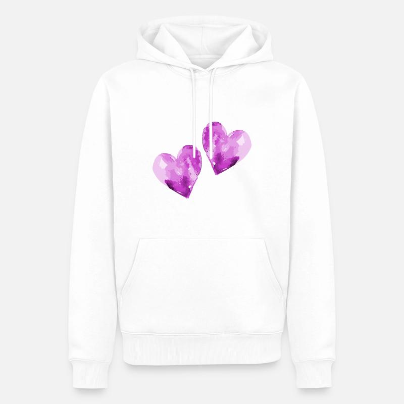 Coeurs amoureux Saint-Valentin - Sweat à capuche Premium bio Homme - blanc