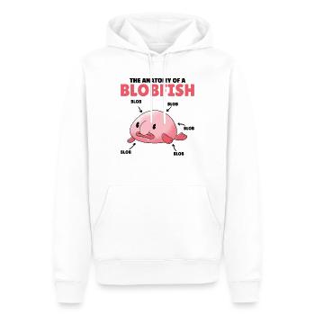 Blobfish Explication Anatomie d’un Blobfish - Sweat à capuche Premium bio Homme - blanc - Devant - Nico (187cm)