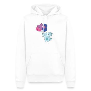 Bi Flagge Ballon Herz Pride LGBTQ Axolotl - Männer Premium Bio Hoodie - Weiß - Vorne - Nico (187cm)