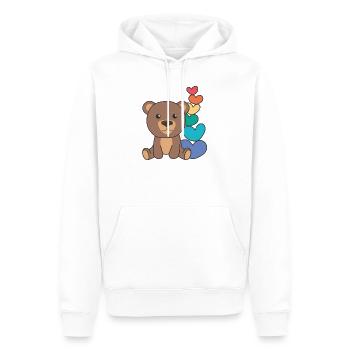 Regenbogen Herzen Pride LGBTQ süße tiere Bär - Männer Premium Bio Hoodie - Weiß - Vorne - Nico (187cm)