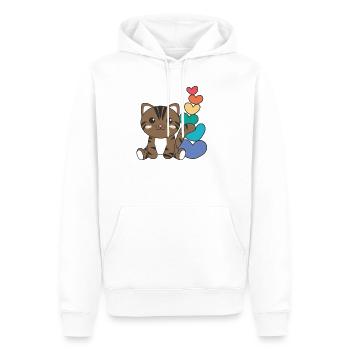 Regenbogen Herzen Pride LGBTQ süße tiere Katze - Männer Premium Bio Hoodie - Weiß - Vorne - Nico (187cm)