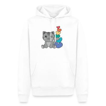 Rainbow Hearts Pride LGBTQ animaux mignons chat - Sweat à capuche Premium bio Homme - blanc - Devant - Nico (187cm)