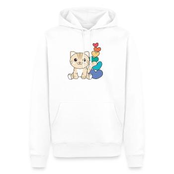 Regenbogen Herzen Pride LGBTQ süße tiere Katze - Männer Premium Bio Hoodie - Weiß - Vorne - Nico (187cm)