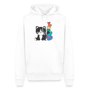 Rainbow Hearts Pride LGBTQ animaux mignons chat - Sweat à capuche Premium bio Homme - blanc - Devant - Nico (187cm)