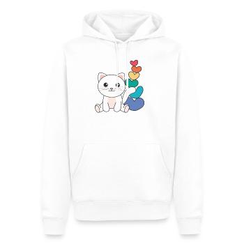 Rainbow Hearts Pride LGBTQ animaux mignons chat - Sweat à capuche Premium bio Homme - blanc - Devant - Nico (187cm)