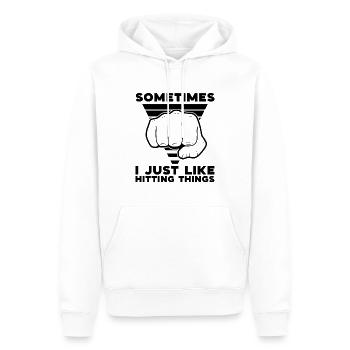 Muay Thai Fighter Sometimes I Just Like Hitting - Männer Premium Bio Hoodie - Weiß - Vorne - Nico (187cm)
