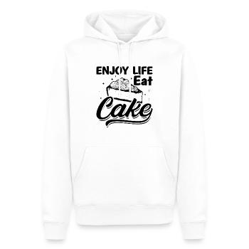 Enjoy Life Eat Cake Baker Baking Bakery Chef Cake - Men’s Premium Organic Hoodie - white - Front - Nico (187cm)