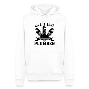 Life Is Best Plumbe Tool Plumbing Pipe Plumbers - Men’s Premium Organic Hoodie - white - Front - Nico (187cm)