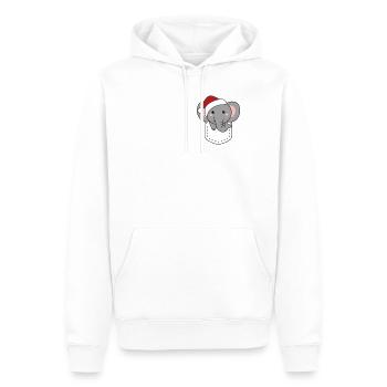 Joyeux Noël doux éléphant dans la poche de poitrine - Sweat à capuche Premium bio Homme - blanc - Devant - Nico (187cm)