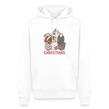 Katze Weihnachtsbaum frohe Weihnachten - Männer Premium Bio Hoodie - Weiß - Vorne - Nico (187cm)